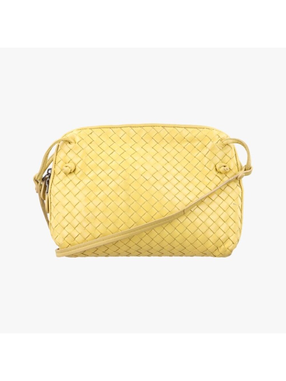 Bottega Veneta Nodini Intrecciato Yellow Lambskin Shoulder Bag